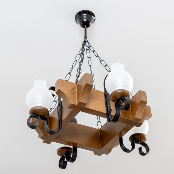 Brilagi - Lampadario a sospensione con catena QUEEN 4xE14/40W/230V faggio/noce