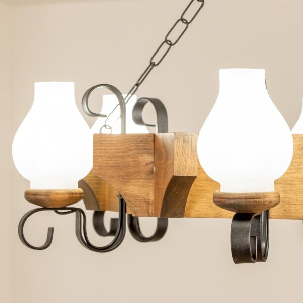Brilagi - Lampadario a sospensione con catena QUEEN 6xE14/40W/230V faggio