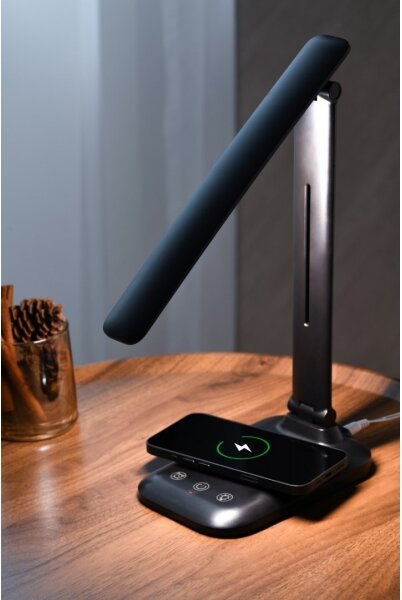 Immax 09106L - Lampada da tavolo LED dimmerabile con ricarica wireless QI LUMI LED/7W/230V nera
