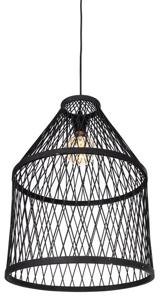 Lampada a sospensione da esterno rustica in rattan nero 3 luci - Calamus