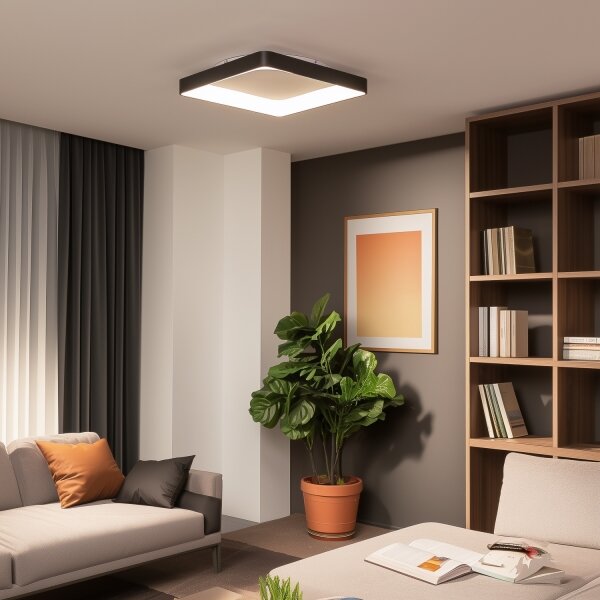 Brilagi - Plafoniera LED dimmerabile FALCON II LED/125W/230V 60x60 cm nera + telecomando