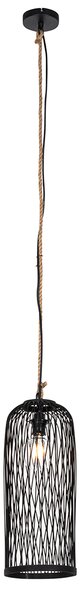 Lampada a sospensione rurale da esterno in rattan nero 25 cm - Calamus