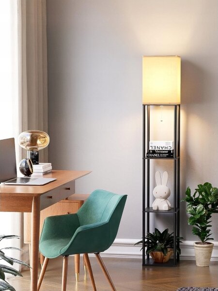 Lampada da terra con mensole 1xE27/40W/230V nero/bianco