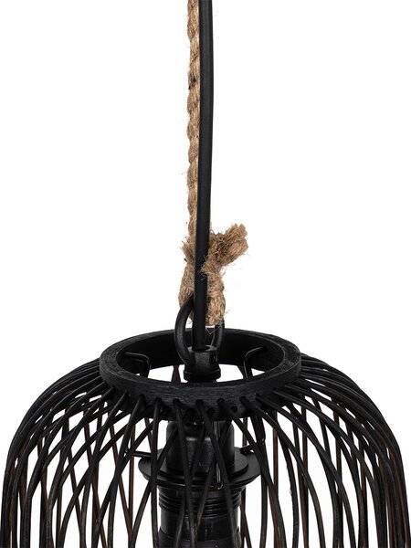 Lampada a sospensione rurale da esterno in rattan nero 25 cm - Calamus