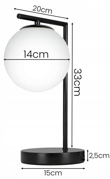 Lampada da tavolo 1xE27/40W/230V nero/bianco