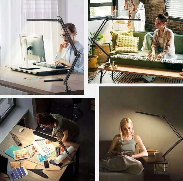 Lampada da tavolo LED dimmerabile con clip LED/10W/5V 3000/4000/6000K nera