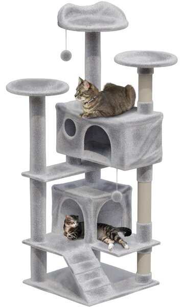 Avalo Tiragraffi Per Gatti a 7 Livelli - 137x49x49 CM - Grigio Chiaro - Tiragraffi Per Gatti Grandi