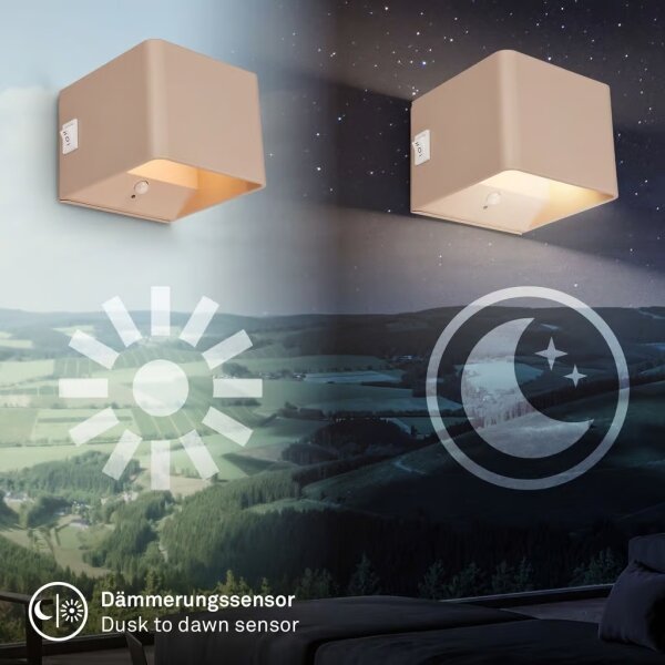 Briloner 3879011 - Applique LED ricaricabile da parete con sensore BORRA LED/1,5 W/5 V, 3600 mAh, beige