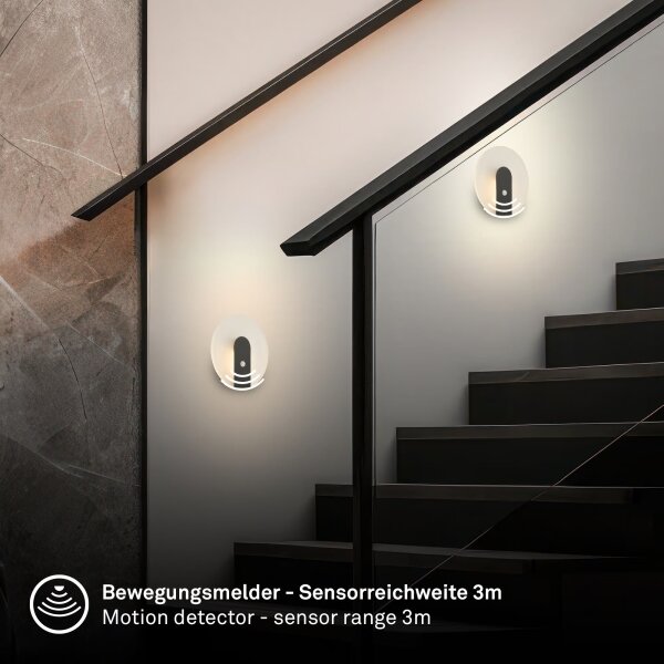 Briloner 3889015 - Lampada da parete LED ricaricabile con sensore TARO LED/2,5W/5V 1800 mAh nera