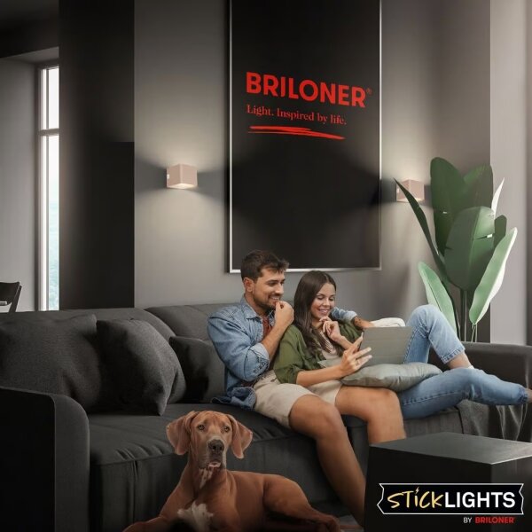 Briloner 3879011 - Applique LED ricaricabile da parete con sensore BORRA LED/1,5 W/5 V, 3600 mAh, beige