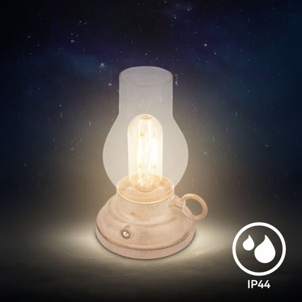 Brilo - Lampada da tavolo ricaricabile LED dimmerabile per esterni KANEA LED 1,5W/5V IP44 1200 mAh beige