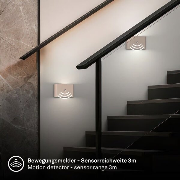 Briloner 3878011 - Applique LED ricaricabile con sensore CHAT LED/3W/5V 2000 mAh beige