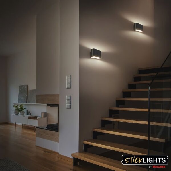 Briloner 3878015 - Lampada da parete LED ricaricabile con sensore CHAT LED/3W/5V 2000 mAh nera