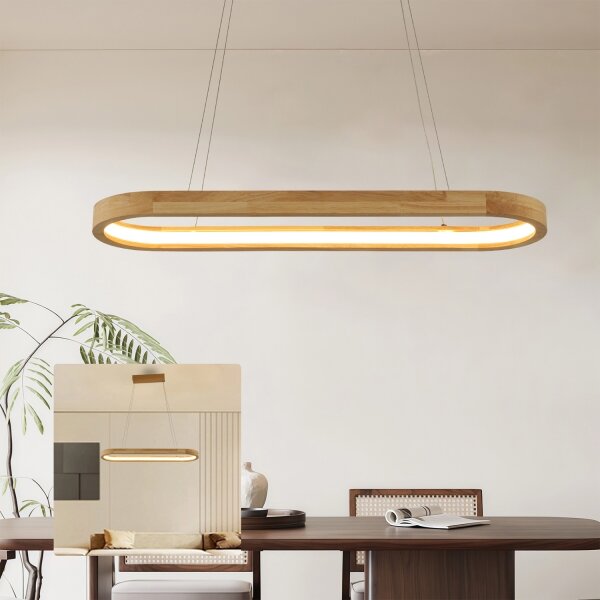 Brilagi - Lampada a sospensione su cavo UMEA WOOD LED/30W/230V 70x20 cm legno