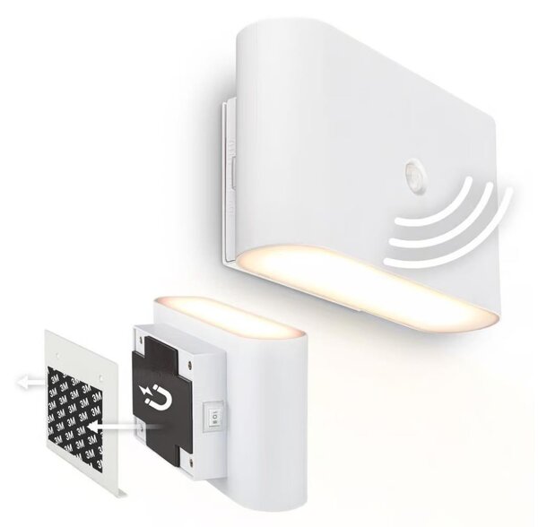 Briloner 3878016 - Lampada da parete a LED ricaricabile con sensore CHAT LED/3W/5V 2000 mAh bianca