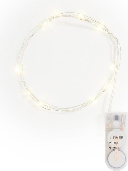 Catena luminosa a LED micro, marca VBS, con timer, 10 LED, lunghezza 110 cm, distanza tra i LED: 10 cm