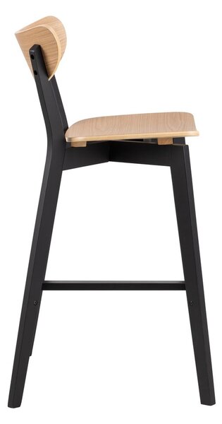 Sgabelli da bar in legno di gomma nero-naturale in set di 2 105 cm Roxby - Actona