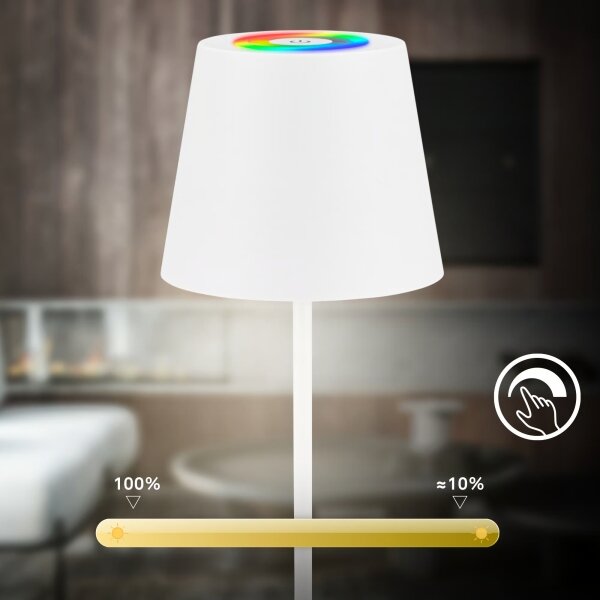Briloner 7510016 - Lampada da tavolo LED RGBW CALIDA dimmerabile 2,5W/5V IP44 1200 mAh bianca