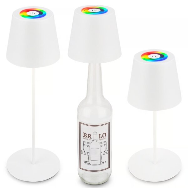 Briloner 7510016 - Lampada da tavolo LED RGBW CALIDA dimmerabile 2,5W/5V IP44 1200 mAh bianca