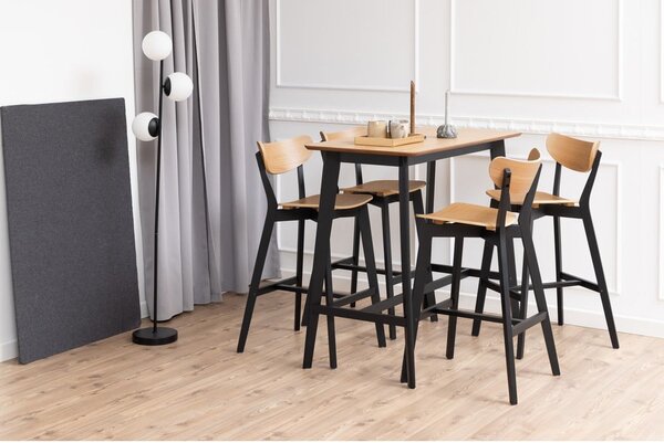 Sgabelli da bar in legno di gomma nero-naturale in set di 2 105 cm Roxby - Actona