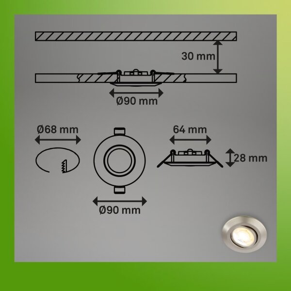 Briloner 7586032 - Set da 3 LED Plafoniera da incasso per bagno KLIRA LED/4,9W/230V IP23 cromo