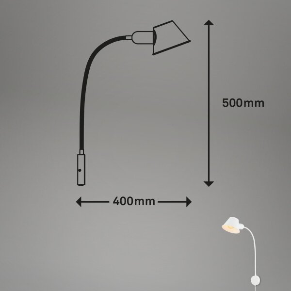 Briloner 2089-016 - Lampada da parete flessibile BRELLO 1xE27/10W/230V bianca