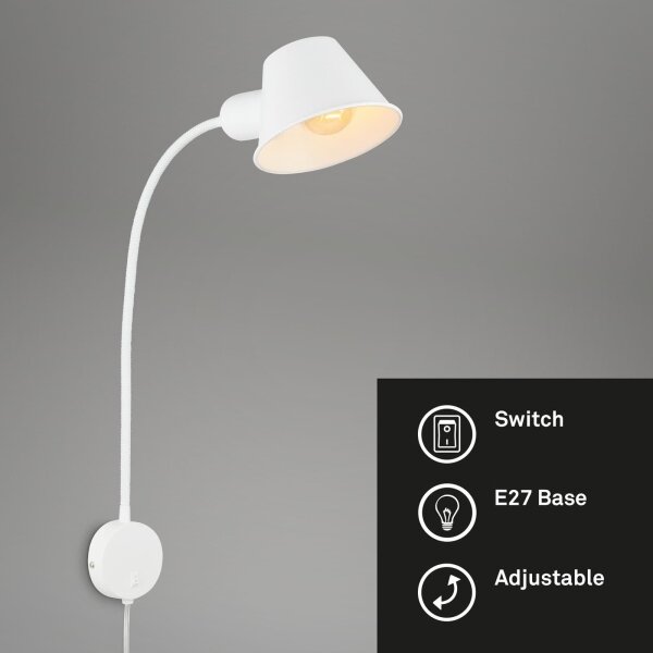 Briloner 2089-016 - Lampada da parete flessibile BRELLO 1xE27/10W/230V bianca