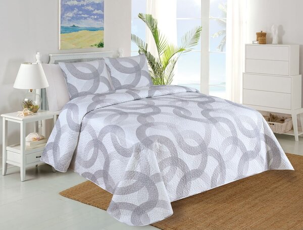 Set con copriletto e federa bianco/grigio con rivestimento trapuntato 220x240 cm Circulo – My House