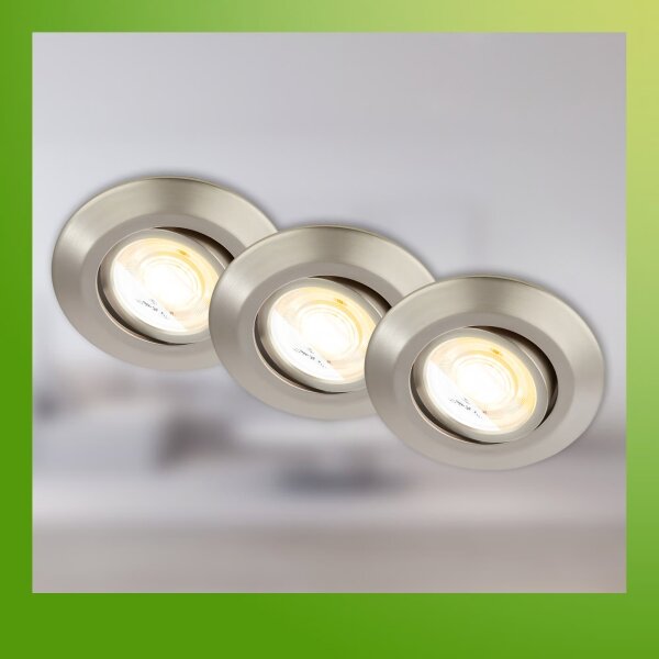Briloner 7586032 - Set da 3 LED Plafoniera da incasso per bagno KLIRA LED/4,9W/230V IP23 cromo