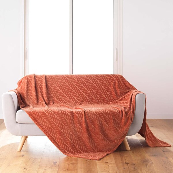 Copriletto in microflanella color mattone 180x220 cm Arya - douceur d'intérieur