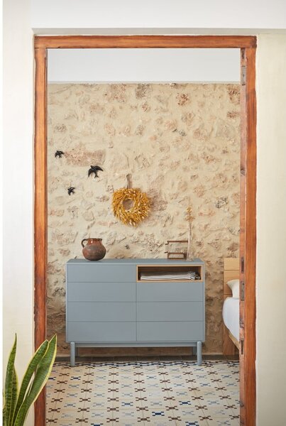Cassettiera bassa blu-grigio 120x90 cm Corvo - Teulat