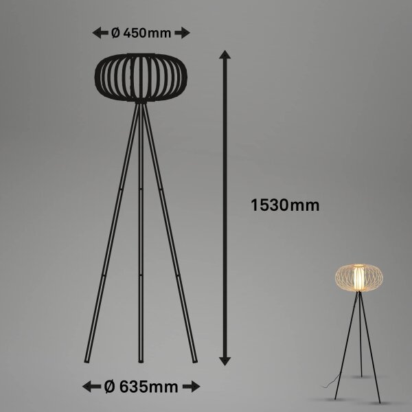 Briloner 1759011 - Lampada da terra 1xE27/10W/230V bambù/nera