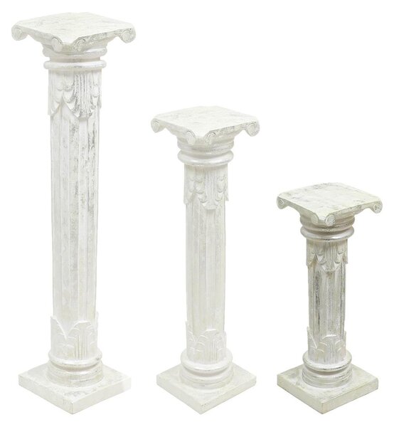 Colonna decorativa antica per fiori, pilastro decorativo, supporto, base, piedistallo, portafiori in legno, disponibile in molti modelli diversi. Modello colonna, finitura anticata "argento", altezza 60 cm