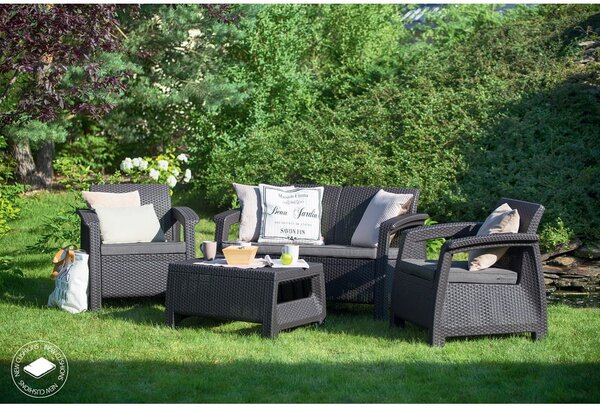 Set da giardino grigio scuro per 4 persone Corfu - Keter