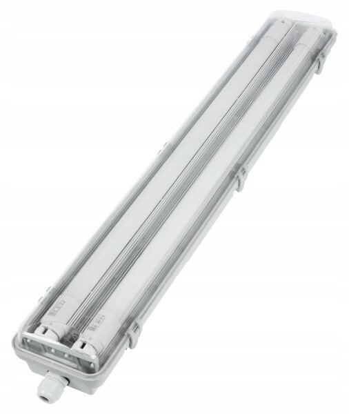 Apparecchio fluorescente tecnico LED T8, 2x G13, 10W, 230V, 6000K, 60 cm, IP65, bianco