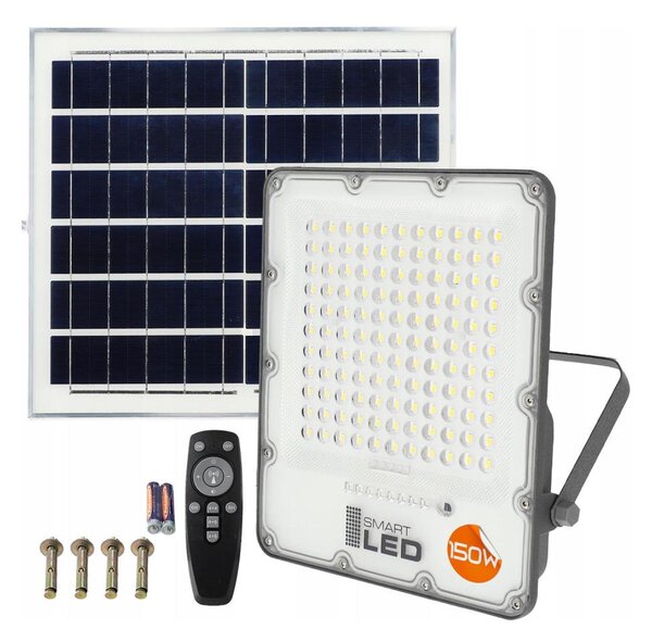 Proiettore solare dimmerabile LED/150W/3,2V 5000K 15000 mAh IP65 nero + telecomando