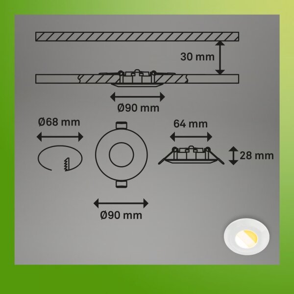 Briloner 7588036 - SET 3xLED plafoniera da incasso per bagno KLIRA 3xLED/4,9W/230V IP44 bianco