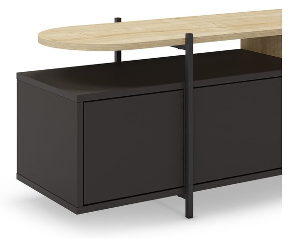 Tavolo TV nero in rovere 160x48 cm Hinoa - Marckeric