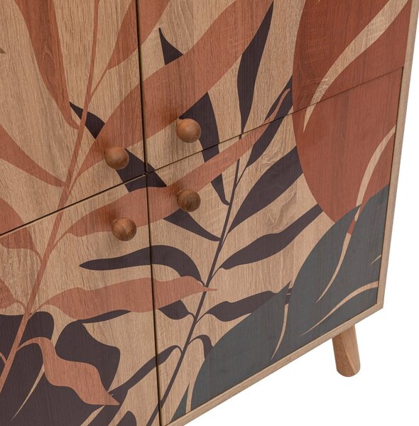 Mobiletto in rovere decorato in colore naturale 95x111 cm Multilux - Kalune Design