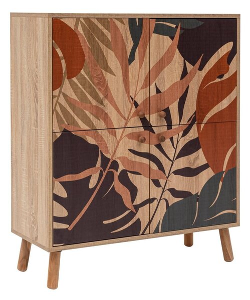Mobiletto in rovere decorato in colore naturale 95x111 cm Multilux - Kalune Design