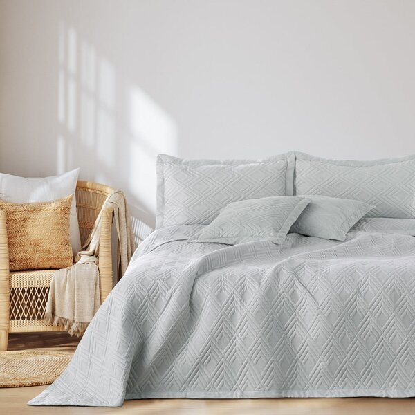 Copriletto grigio chiaro in microfibra con rivestimento trapuntato 170x210 cm Ophelia – Restilo
