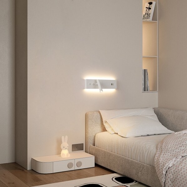 Brilagi-LED Faretto da parete con porta USB NOCTIS LED/3W/230V+LED/9W bianco