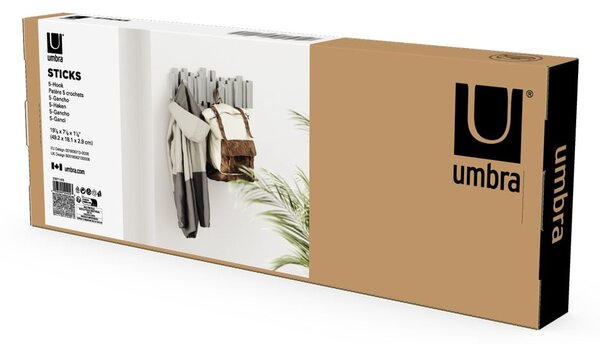 Appendiabiti da parete in plastica grigia Sticks - Umbra