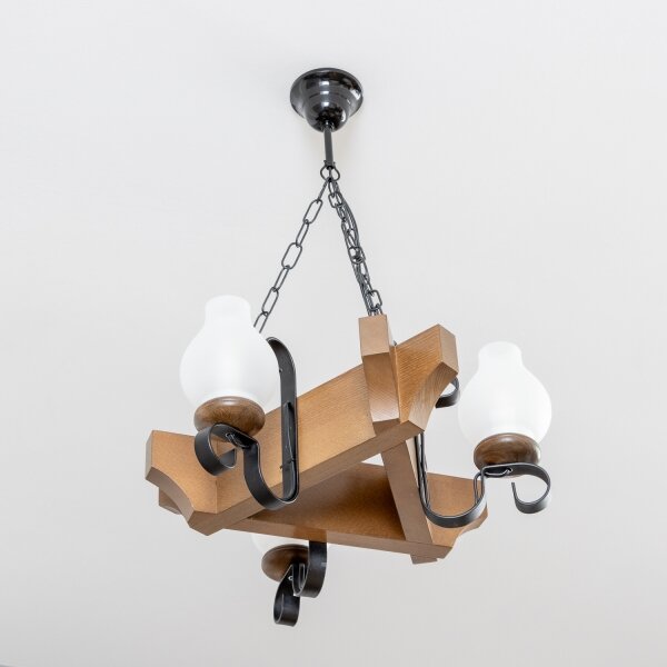 Brilagi - Lampadario a sospensione con catena QUEEN 3xE14/40W/230V faggio/noce