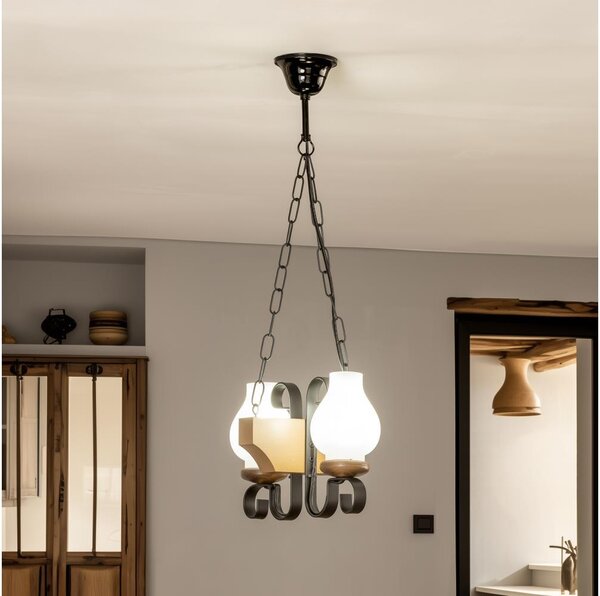Brilagi - Lampadario a sospensione con catena QUEEN 2xE14/40W/230V faggio/noce