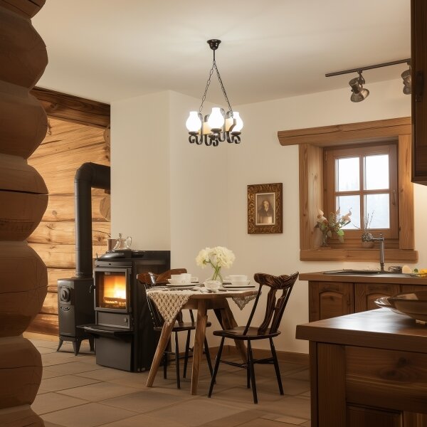 Brilagi - Lampadario a sospensione con catena QUEEN 4xE14/40W/230V faggio/noce
