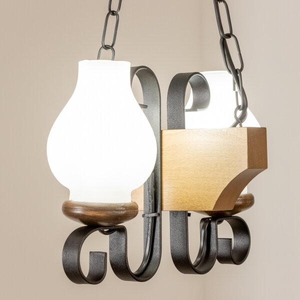 Brilagi - Lampadario a sospensione con catena QUEEN 2xE14/40W/230V faggio/noce