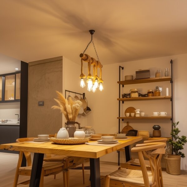 Brilagi - Lampadario a sospensione con catena KOS 6xE27/60W/230V faggio
