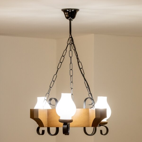 Brilagi - Lampadario a sospensione con catena QUEEN 3xE14/40W/230V faggio/noce
