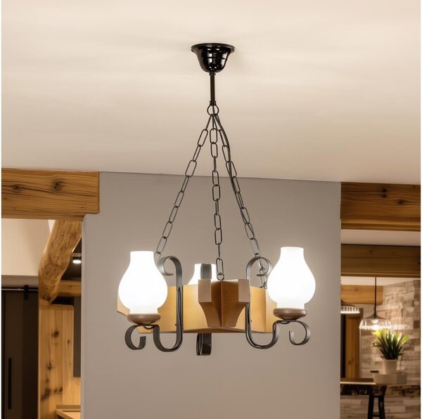 Brilagi - Lampadario a sospensione con catena QUEEN 3xE14/40W/230V faggio/noce